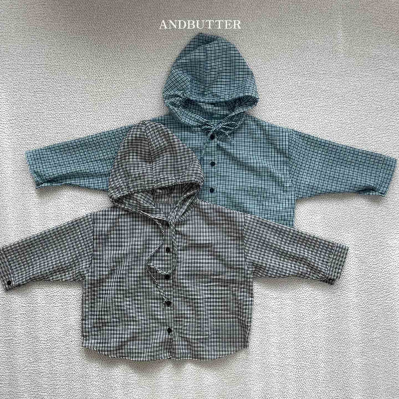 Andbutter - Korean Children Fashion - #toddlerclothing - Hood Check Shirt