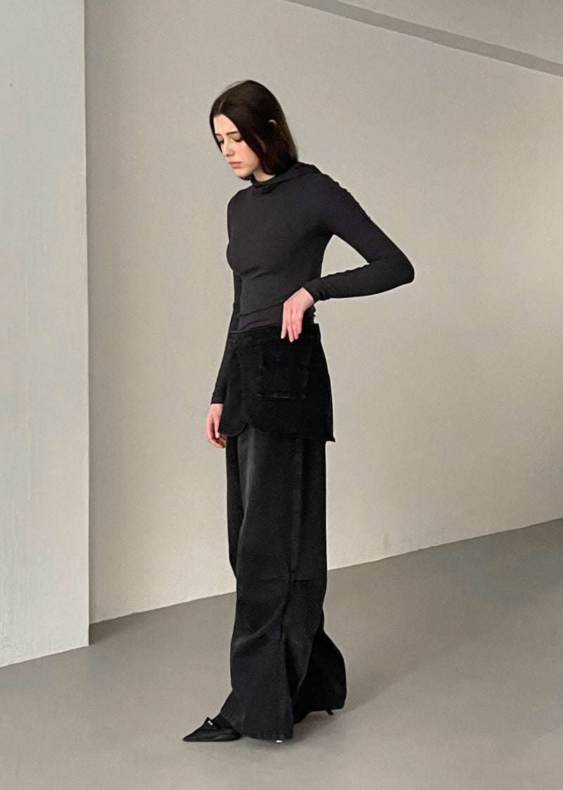 Another Avenue - Korean Women Fashion - #momslook - Wrap Banding Black Denim Pants - 6