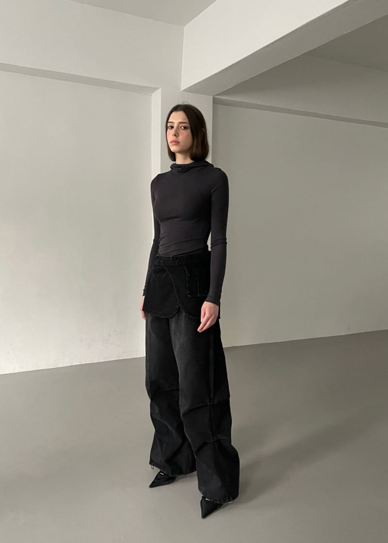 Another Avenue - Korean Women Fashion - #momslook - Wrap Banding Black Denim Pants - 8