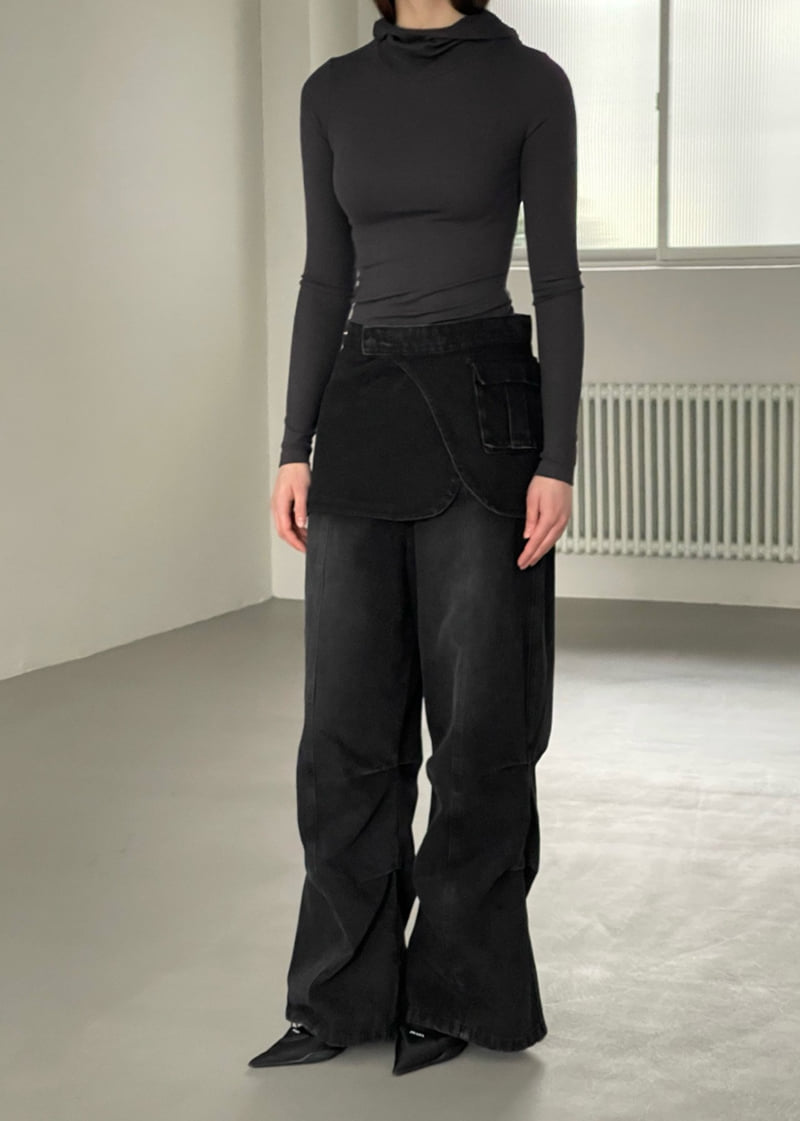 Another Avenue - Korean Women Fashion - #womensfashion - Wrap Banding Black Denim Pants - 5