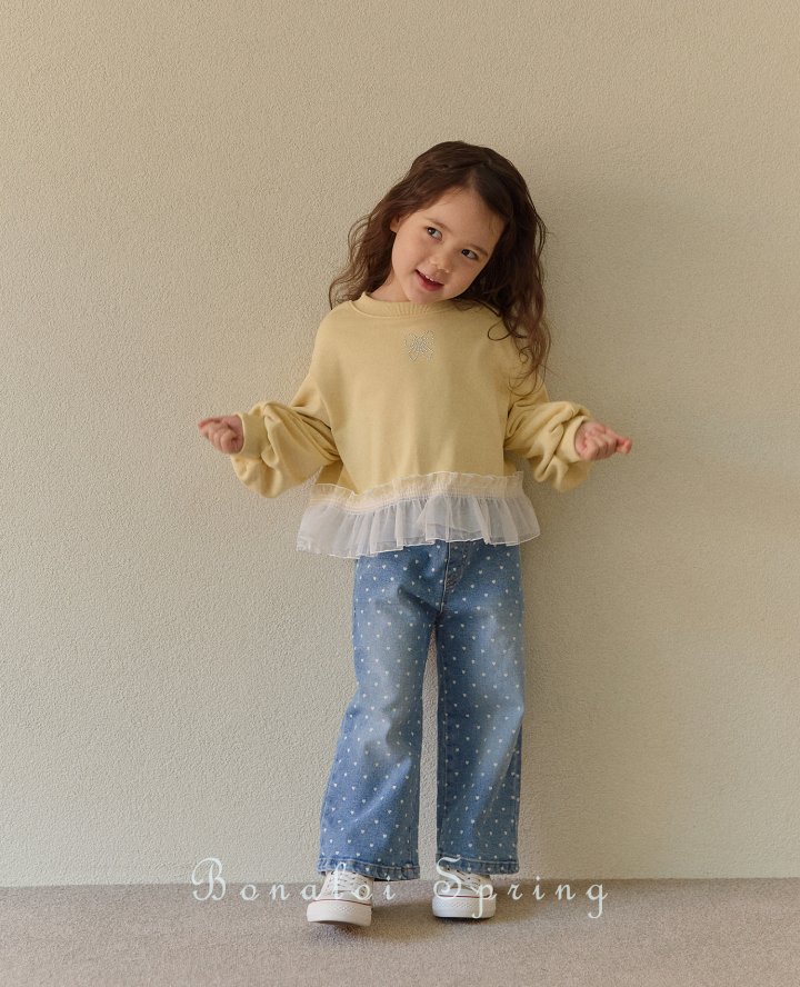 Bonaloi - Korean Children Fashion - #childofig - Mini Mesh Frill Sweatshirts - 8