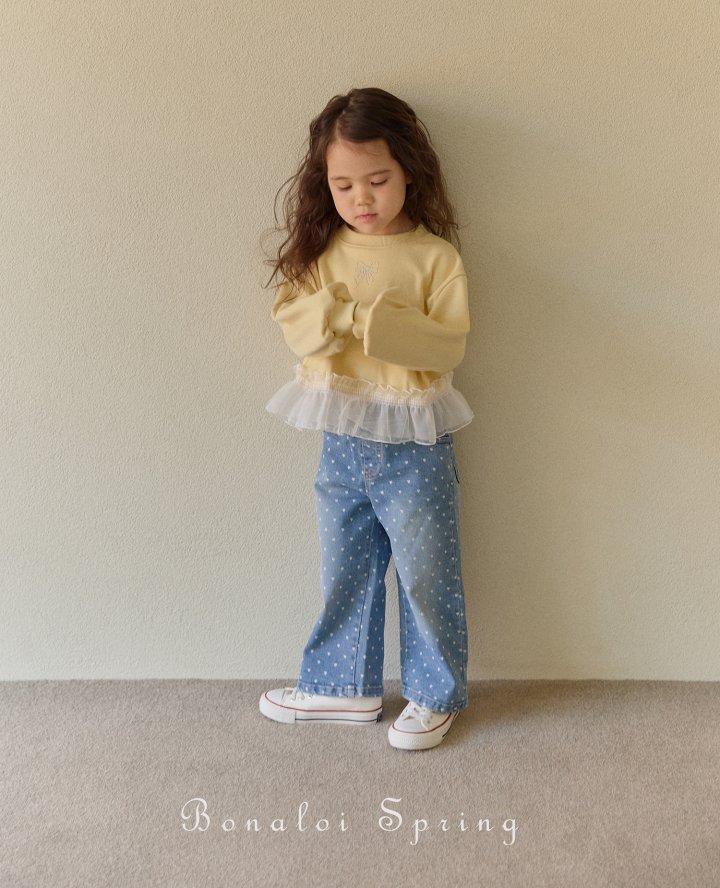 Bonaloi - Korean Children Fashion - #childofig - Mini Heart Denim Pants - 8