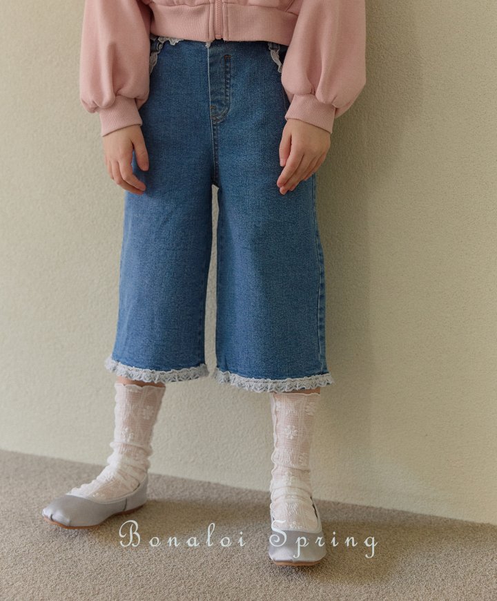 Bonaloi - Korean Children Fashion - #prettylittlegirls - Ray Bermuda Denim Pants - 4