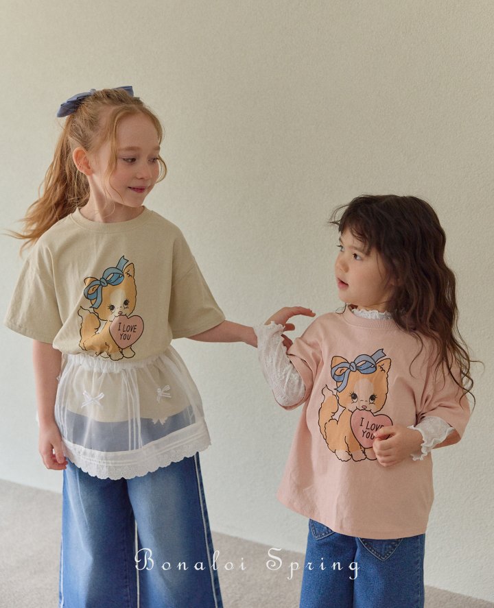 Bonaloi - Korean Children Fashion - #childrensboutique - Cutie Meow Printed Tee - 8