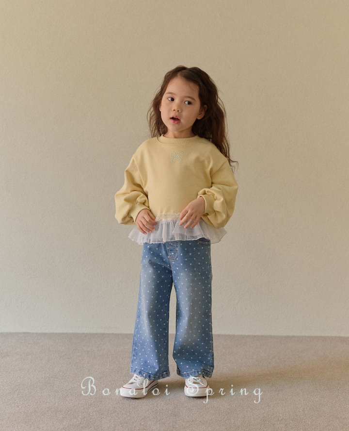 Bonaloi - Korean Children Fashion - #childrensboutique - Mini Heart Denim Pants - 9