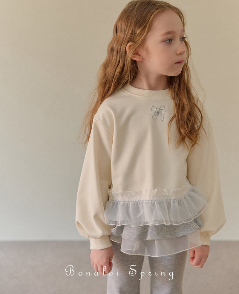 Bonaloi - Korean Children Fashion - #designkidswear - Mini Mesh Frill Sweatshirts - 11