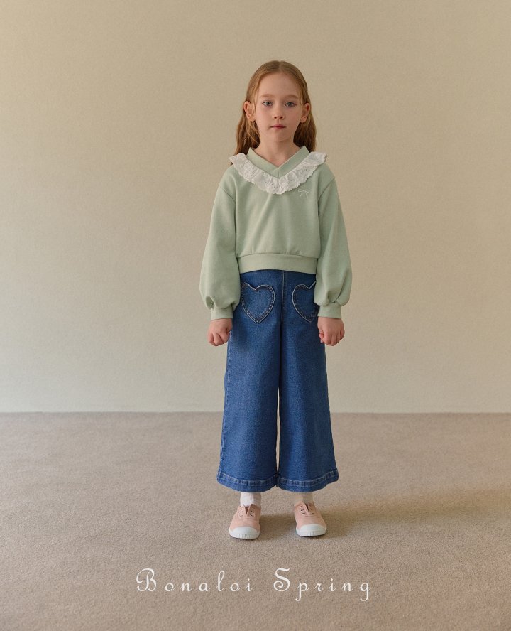 Bonaloi - Korean Children Fashion - #designkidswear - Ribbon Lace V Sweatshirts - 9