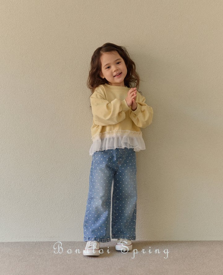Bonaloi - Korean Children Fashion - #discoveringself - Mini Heart Denim Pants - 11
