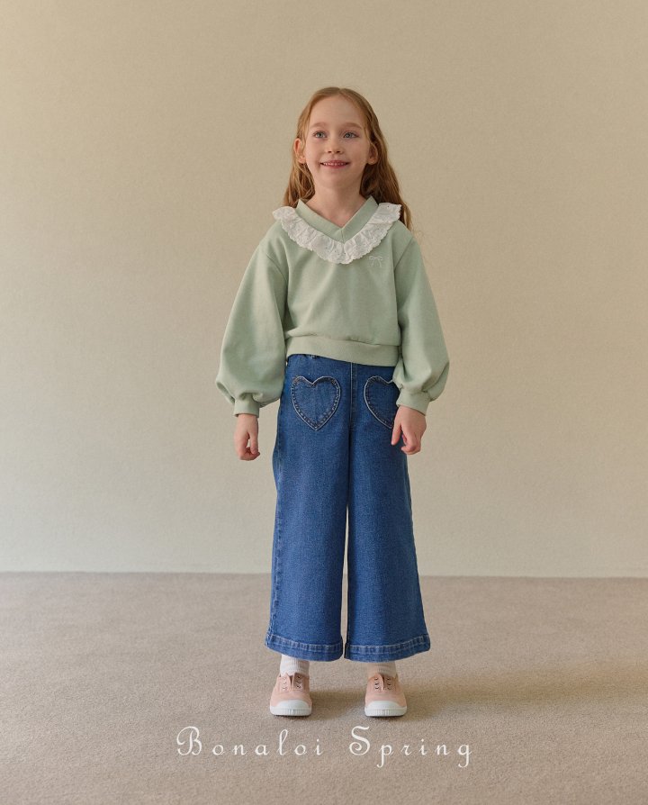 Bonaloi - Korean Children Fashion - #fashionkids - Ribbon Lace V Sweatshirts - 11