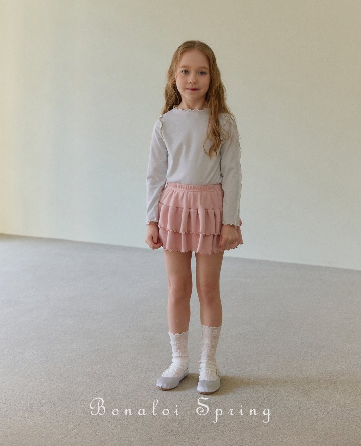 Bonaloi - Korean Children Fashion - #kidsshorts - Bombom Floral Lace Interlock Tee - 5