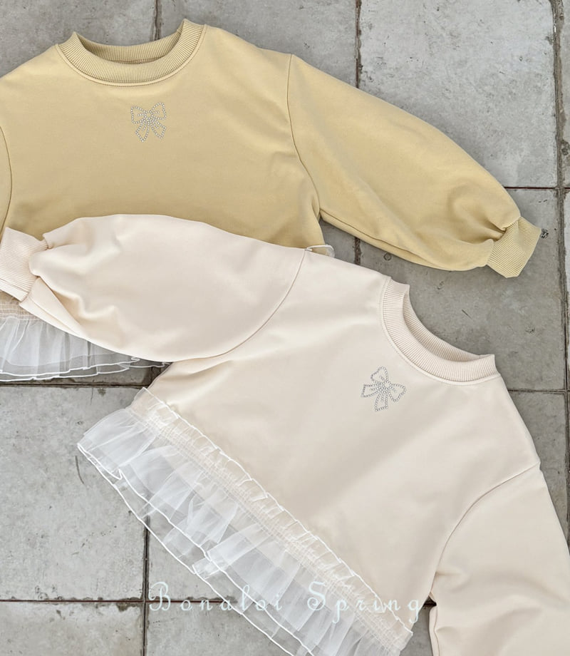 Bonaloi - Korean Children Fashion - #kidsstore - Mini Mesh Frill Sweatshirts
