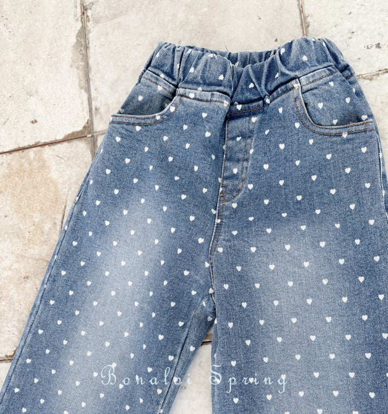 Bonaloi - Korean Children Fashion - #kidzfashiontrend - Mini Heart Denim Pants