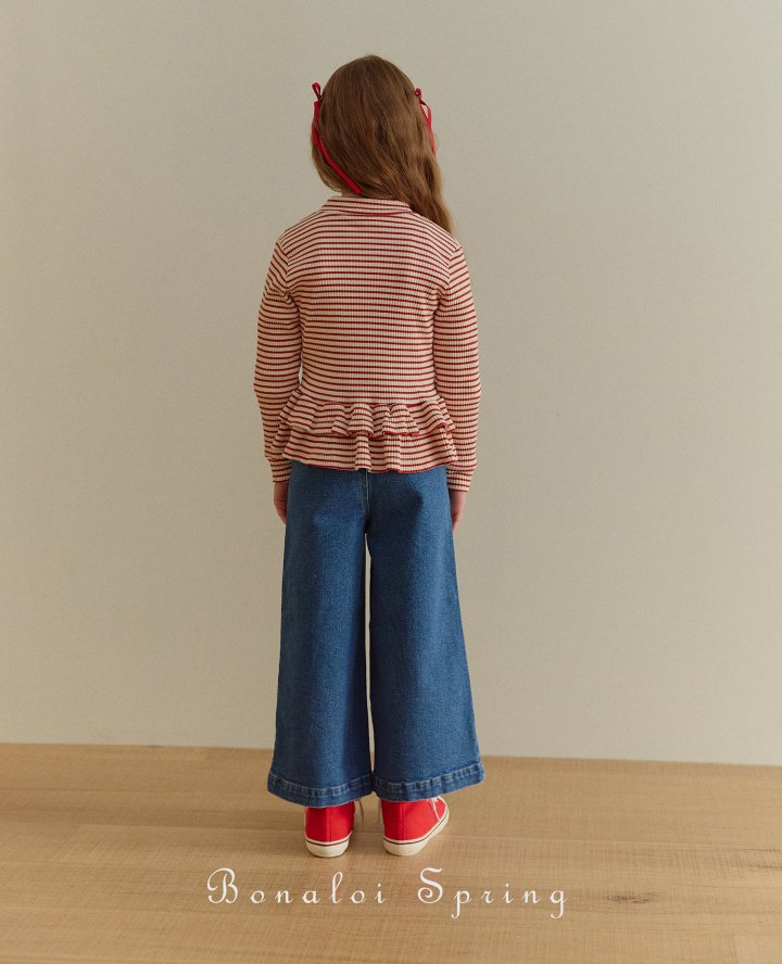 Bonaloi - Korean Children Fashion - #kidzfashiontrend - Stripe Rib Jumper - 10
