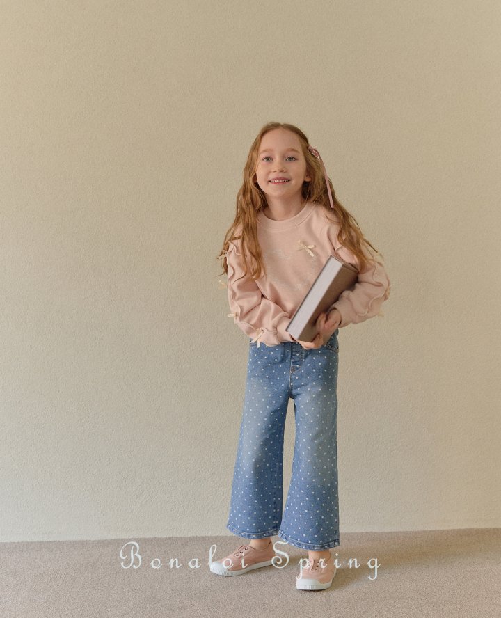 Bonaloi - Korean Children Fashion - #littlefashionista - Mini Heart Denim Pants - 3