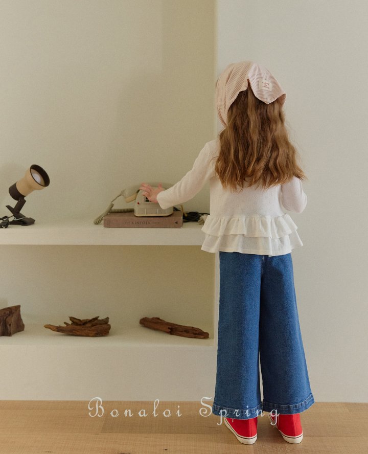 Bonaloi - Korean Children Fashion - #magicofchildhood - Heart Pocket Wide Denim - 6
