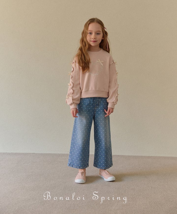 Bonaloi - Korean Children Fashion - #minifashionista - Mini Heart Denim Pants - 5