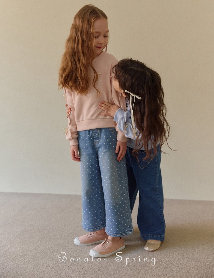 Bonaloi - Korean Children Fashion - #prettylittlegirls - Mini Heart Denim Pants - 6