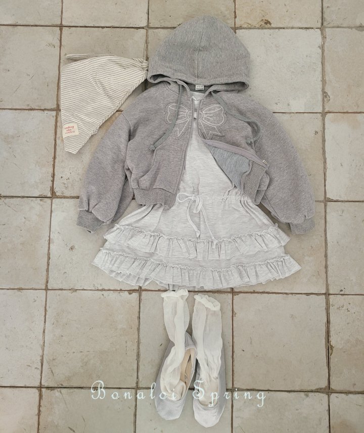 Bonaloi - Korean Children Fashion - #stylishchildhood - Big Ribbon Hooded Jumper