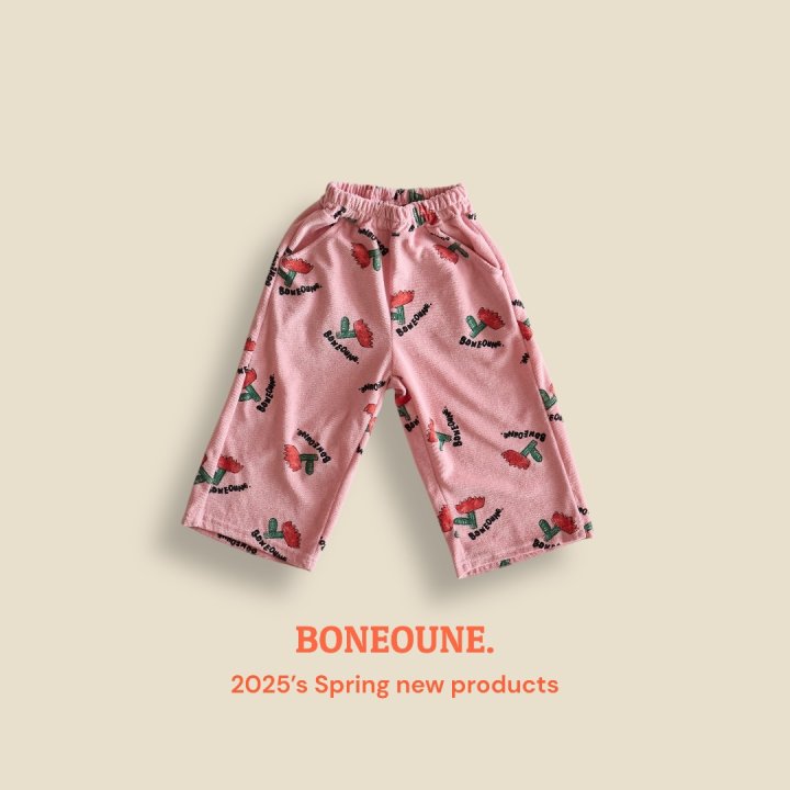Boneoune - Korean Children Fashion - #Kfashion4kids - Terry Flower Wide Pants - 6