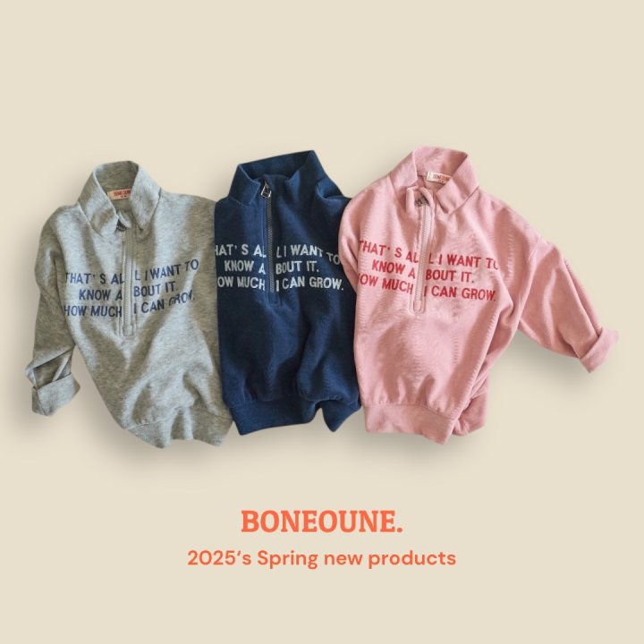 Boneoune - Korean Children Fashion - #childofig - Grow Terry Half Zip-up Jacket