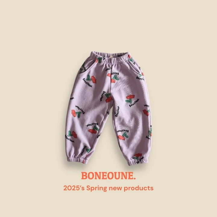 Boneoune - Korean Children Fashion - #designkidswear - Sketch Flower Jogger Pants - 9