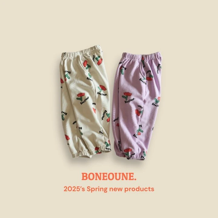 Boneoune - Korean Children Fashion - #discoveringself - Sketch Flower Jogger Pants - 10