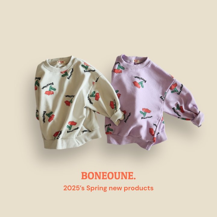 Boneoune - Korean Children Fashion - #discoveringself - Sketch Flower Sweatshirts - 3
