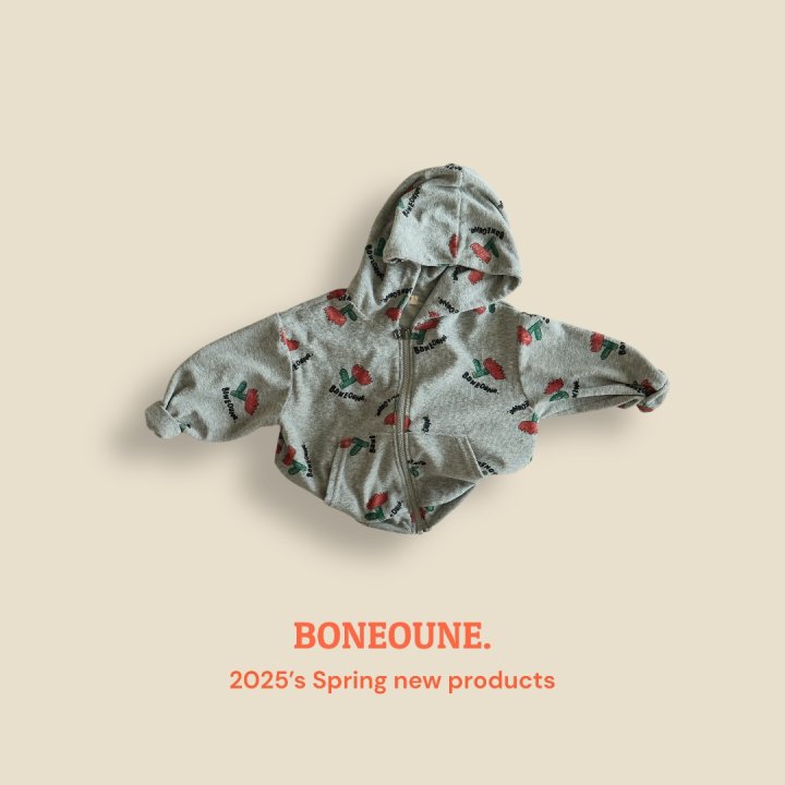 Boneoune - Korean Children Fashion - #discoveringself - Terry Flower Hooded Zip-up Jacket - 4