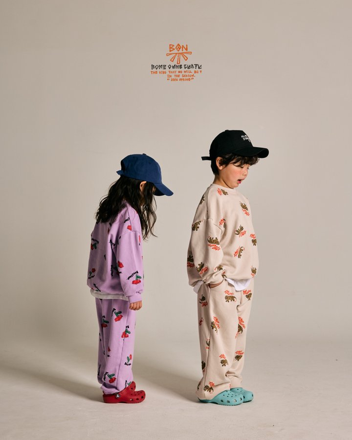 Boneoune - Korean Children Fashion - #kidsshorts - Sketch Flower Jogger Pants - 12