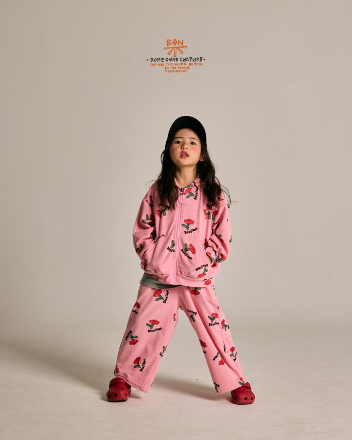 Boneoune - Korean Children Fashion - #magicofchildhood - Terry Flower Wide Pants - 8