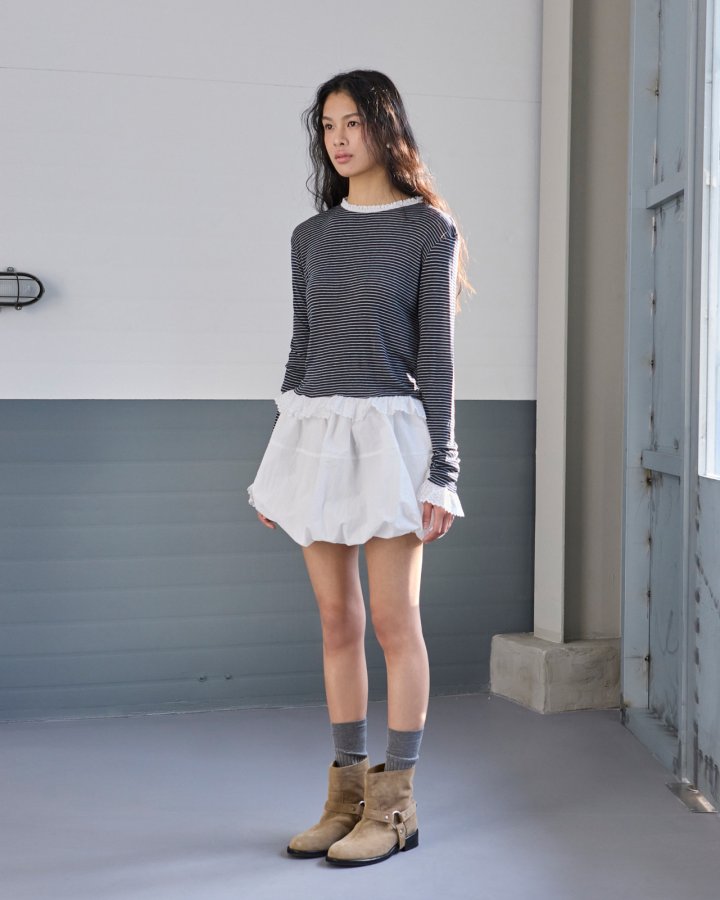 Dailyjud - Korean Women Fashion - #momslook - Plain Lace Combie Tee