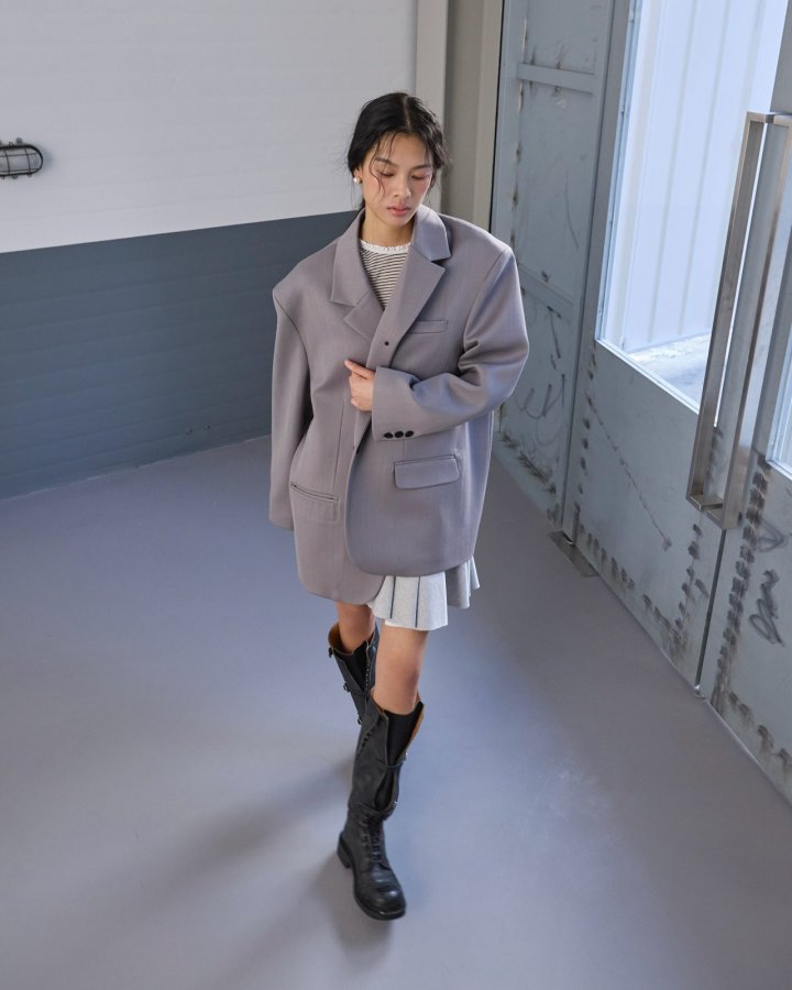 Dailyjud - Korean Women Fashion - #womensfashion - Alia Half Open Sweatshirts Skirt Set - 4