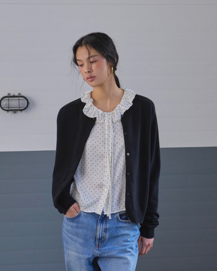 Dailyjud - Korean Women Fashion - #womensfashion - Dot Ruffle Blouse - 5