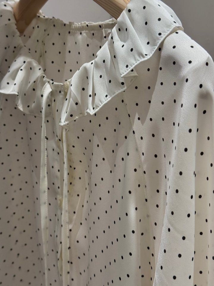 Dailyjud - Korean Women Fashion - #womensfashion - Dot Ruffle Blouse - 7