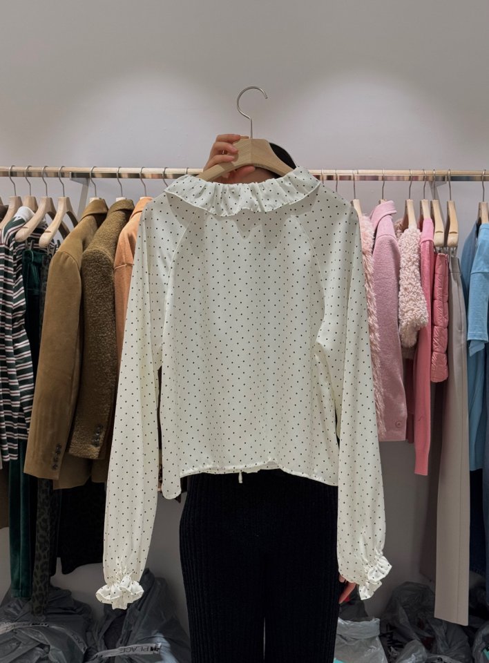 Dailyjud - Korean Women Fashion - #womensfashion - Dot Ruffle Blouse - 9