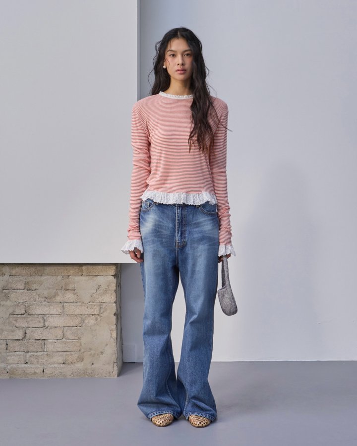 Dailyjud - Korean Women Fashion - #momslook - Plain Lace Combie Tee - 4