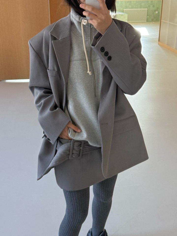 Dailyjud - Korean Women Fashion - #womensfashion - Alia Half Open Sweatshirts Skirt Set - 7