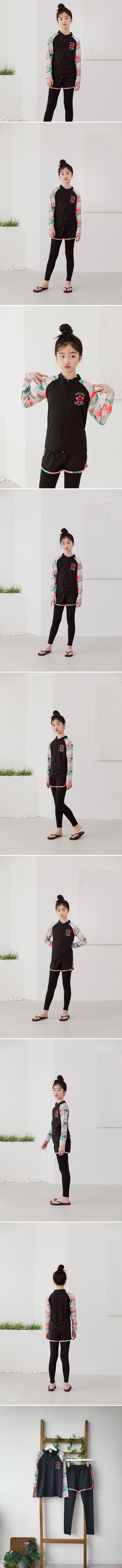 Dawon - Korean Children Fashion - #prettylittlegirls - Flower Rash Top Bottom Set