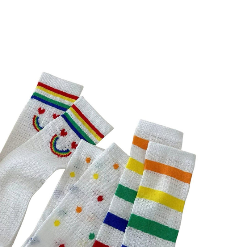 Dudie - Korean Children Fashion - #Kfashion4kids - Rainbow Socks (set of 3) - 8