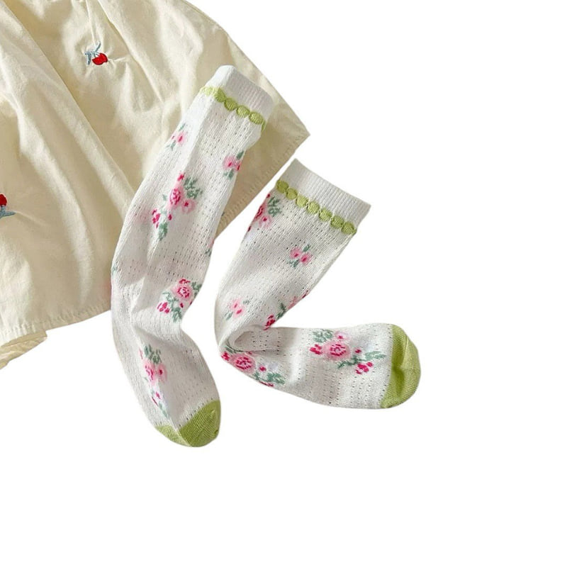 Dudie - Korean Children Fashion - #Kfashion4kids - Rabbit Rose Socks (set of 3) - 6