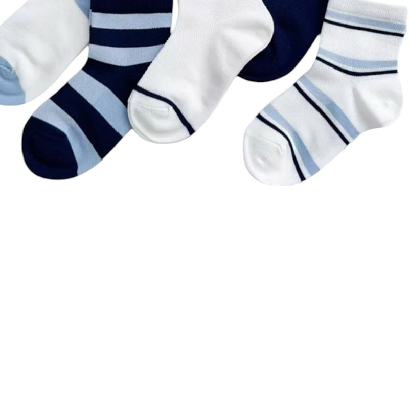 Dudie - Korean Children Fashion - #Kfashion4kids - Blue Sports Socks (set of 5) - 6