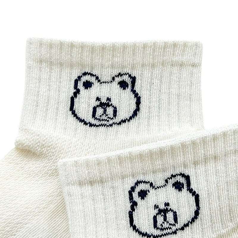 Dudie - Korean Children Fashion - #Kfashion4kids - Arm Bear Socks (set of 5) - 7