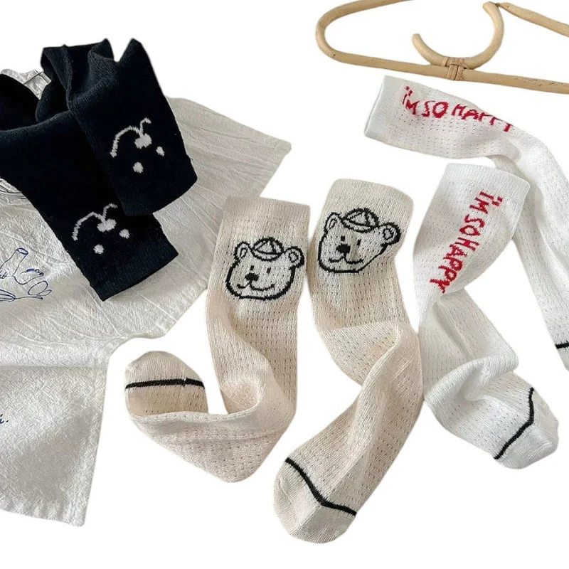 Dudie - Korean Children Fashion - #childofig - Happy Teddy Socks (set of 3) - 3