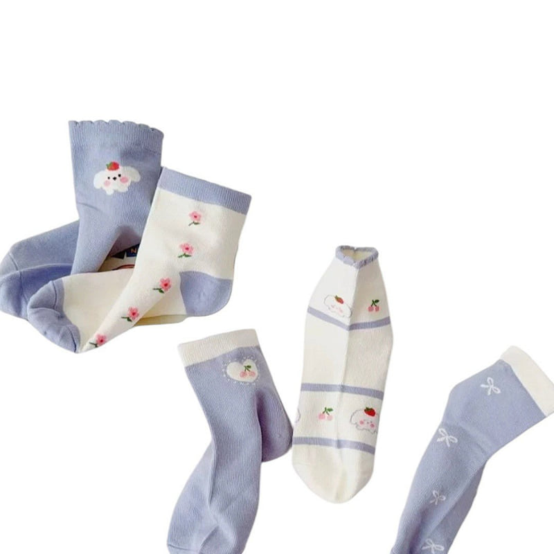 Dudie - Korean Children Fashion - #childofig - Momiro Socks (set of 5) - 3