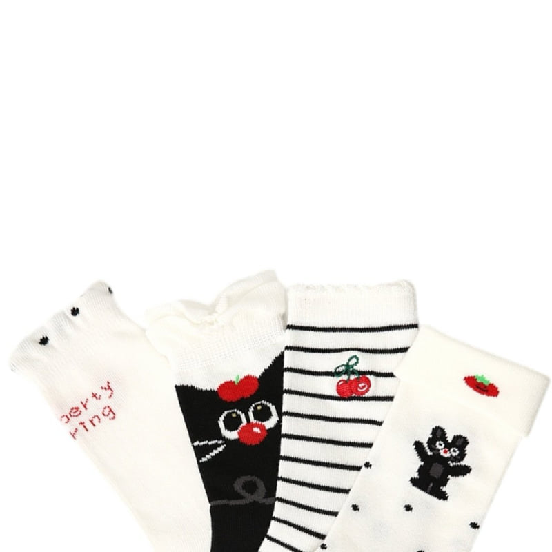 Dudie - Korean Children Fashion - #childrensboutique - Black Cat Socks - 12