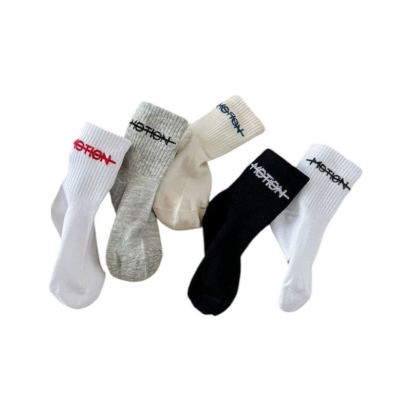 Dudie - Korean Children Fashion - #childrensboutique - Motion Socks (set of 5) - 2