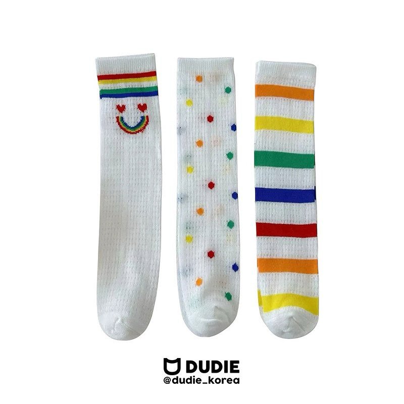 Dudie - Korean Children Fashion - #childrensboutique - Rainbow Socks (set of 3)
