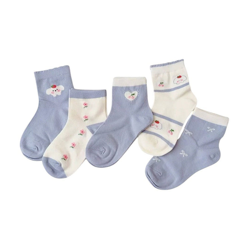 Dudie - Korean Children Fashion - #childofig - Momiro Socks (set of 5) - 4