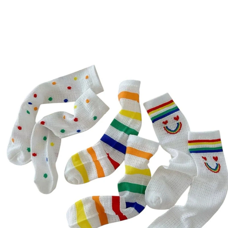 Dudie - Korean Children Fashion - #designkidswear - Rainbow Socks (set of 3) - 2