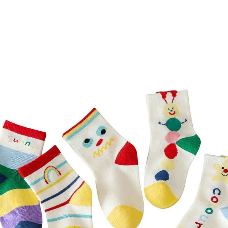 Dudie - Korean Children Fashion - #childrensboutique - Sun Color Socks (set of 5) - 4